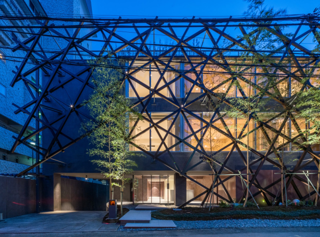 Facade at night